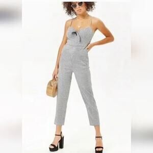 EUC Forever 21 Black & White Gingham Jumpsuit Women's Size LG